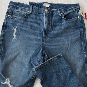 Good American good curve straight distress Jeans flat tummy tech size 15 (0007)